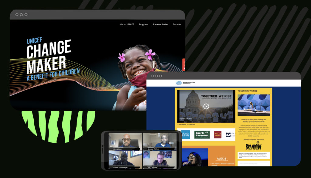 Online fundraiser event hosted by UNICEF on Brandlive's platform